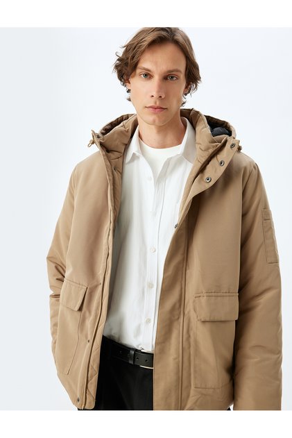 Zippered Slim Fit Hooded Coat