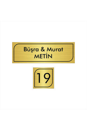 KAPI İSİMLİĞİ KAPI NUMARASI GOLD METAL ÜZERİ SİYAH YAZI