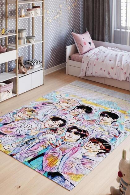 ENHYPEN SHOPEE kpopmerch 70枚 Homshtag Enhypen Çok Renkli Genç Kız Odası Halısı Modern Dokuma