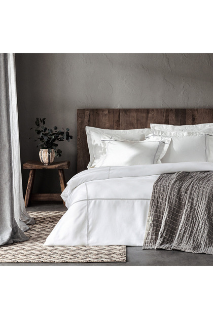 Herringbone Bamboo Double Duvet Cover Set 200X220 cm White