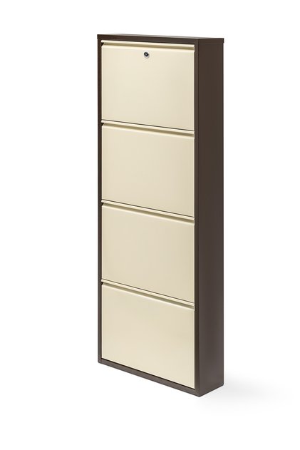 4'lü Kilitli Metal Ayakkabılık - KAHVE-KREM - Renk