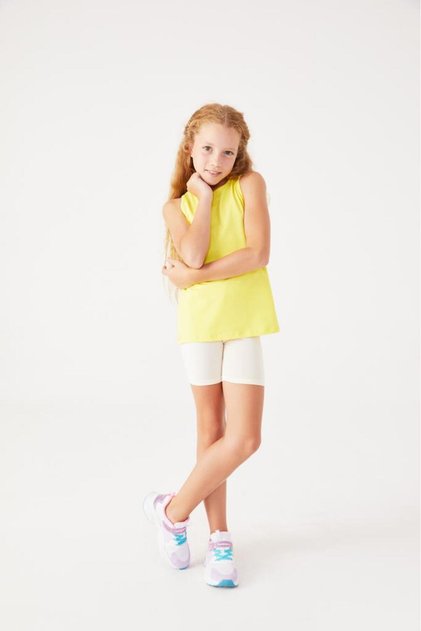 Crew Neck Cotton Girls' Sleeveless Top T-Shirt 2009