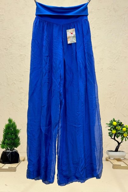 Waist combed corset loose leg silk imported pants