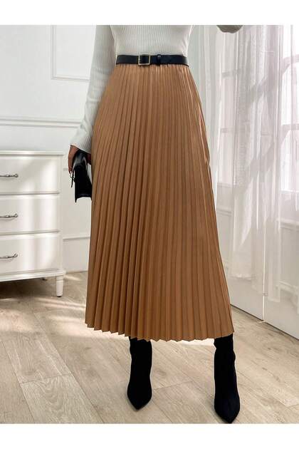 Women's Pleated Long Skirt Size Wide Skirt Comfortable Fit Elastic Waist Skirt