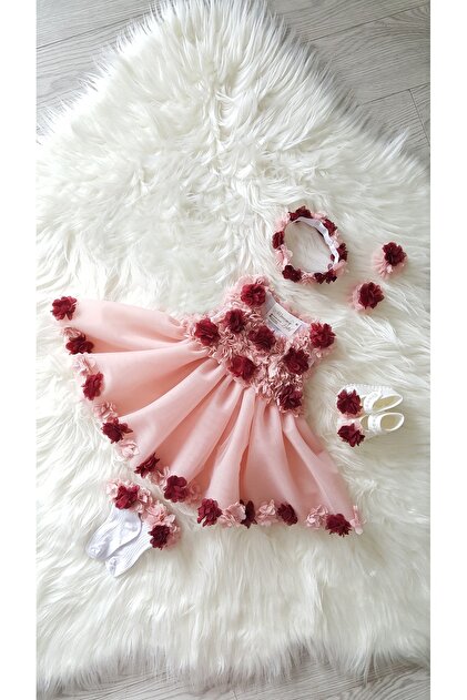 GOLD TEKSTL Baby Dress Powder Burgundy floral Girl Special Occasion Dress Children's Wedding Combination Dress- Trendyol GOLD TEKSTL Baby Dress Powder Burgundy floral Girl Special Occasion Dress Children's Wedding Combination Dress- Trendyol