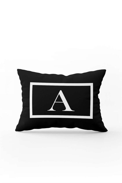 Black and White Letter Double Sided Digital Printed Throw Pillow Cover Letter A