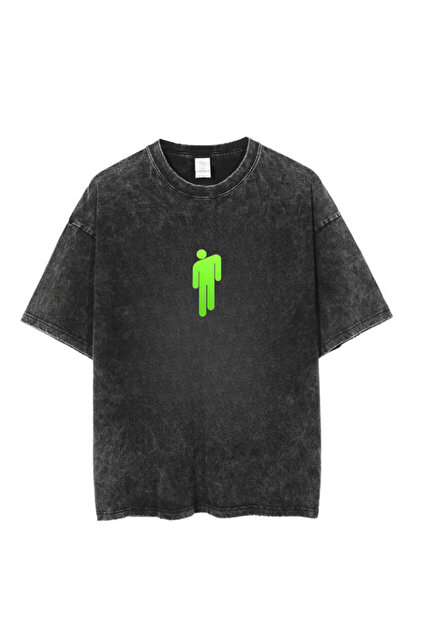 Touz Moda Yıkamalı Billie Eilish Baskılı Unisex Oversize Vintage T