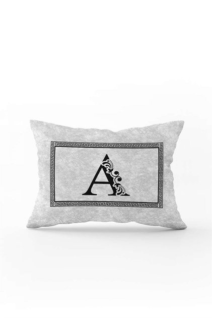 Gray Black Letter Double Sided Digital Printed Throw Pillow Cover Letter A