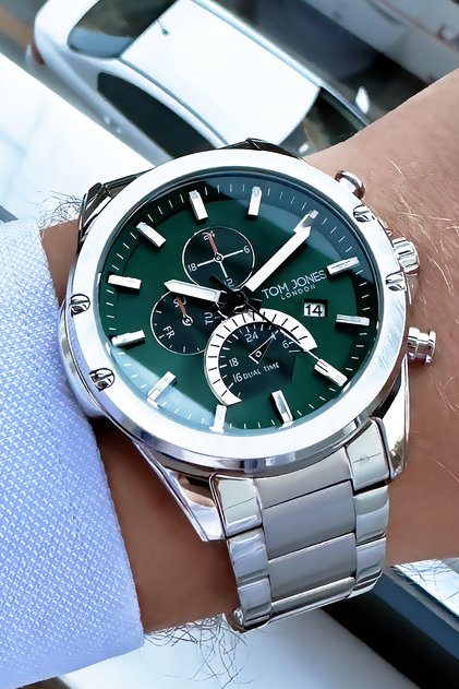 Men's Wristwatch 3 Atm Waterproof Silver Color Steel Strap
