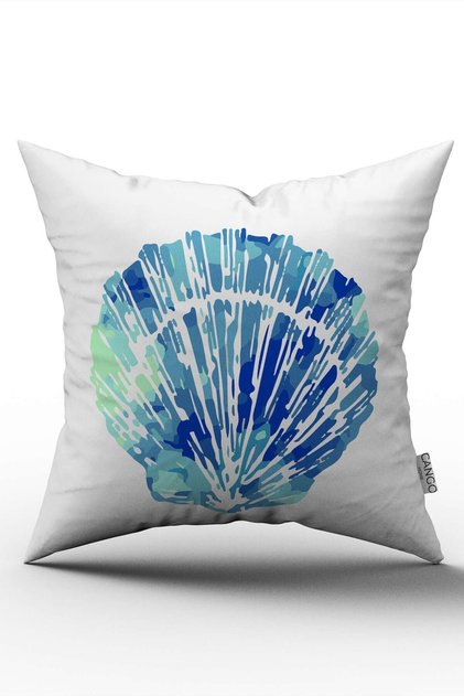 White Blue Oyster Marine Patterned Digital Printed Throw Pillow Pillow Case Cgh530