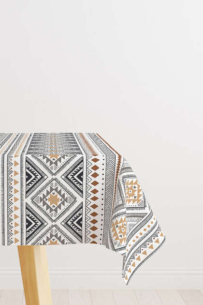 White Black Bohemian Ethnic Style Digital Printed Tablecloth Cgh499-ms