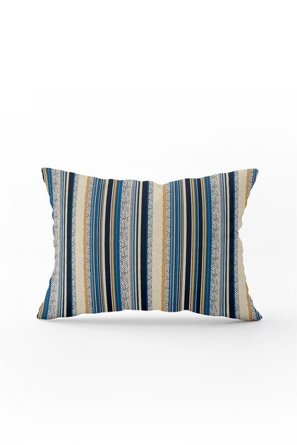 Dark Blue Beige Striped Modern Digital Printing Throw Pillow Pillow Case - Cgh489-3550 Double Sided Printed