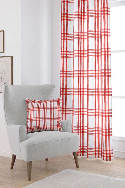 White Red Checkered Digital Printed Curtain Cgh254-pr