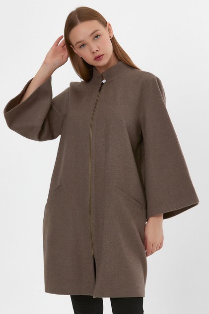 ZIPPERED WOOL COAT (B23-26700)