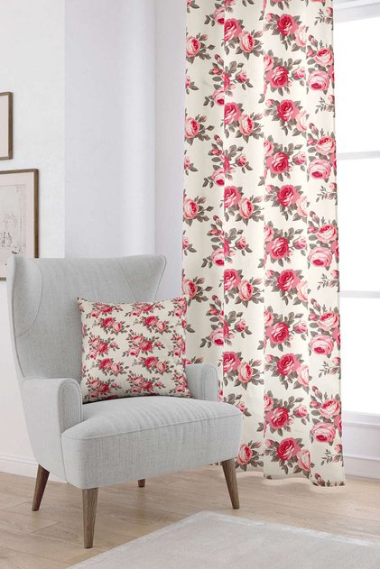 Pink Beige Floral Digital Printed Curtain Cgh201-pr