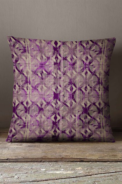 Velvet Babyface Purple Brown Modern Geometric Patterned Print Throw Pillow Pillow Case - Cgh495