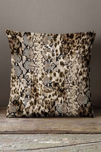 Velvet Babyface Brown Black Leopard Snakeskin Patterned Print Throw Pillow Pillow Case - Cgh379