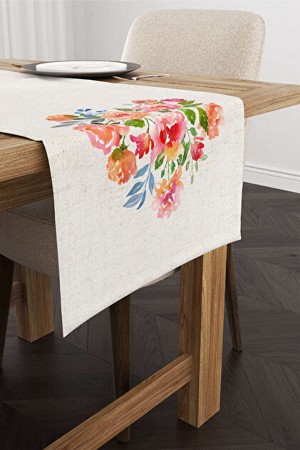 Cream Multicolored Heart Patterned Digital Printed Runner Cgh1006-rn