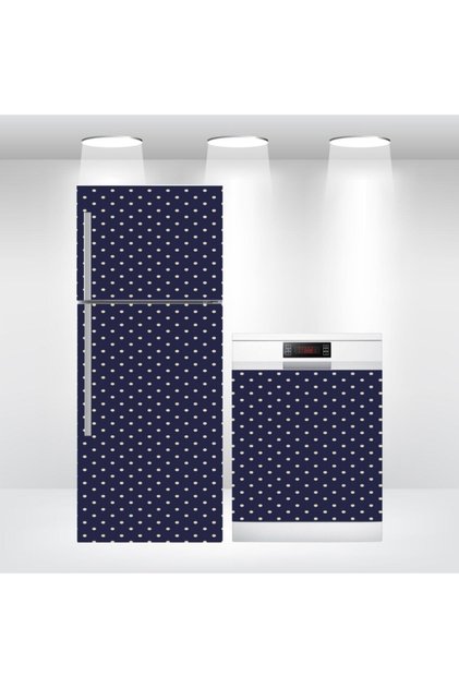 Polka Dot Refrigerator and Dishwasher Door Sticker Self-Adhesive Foil Navy Blue