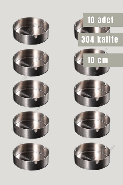 10’lu Paslanmaz Çelik Küllük Takımı | 10 Cm Çapında Kültablası | Restoran, Kafe Ve Otel