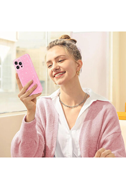 Cover Glitter Per Xiaomi Redmi Note 12 4G - Custodia TPU Morbida Con Cuore E Protezione Fotocamera, Rosa