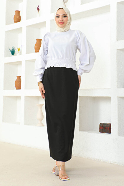 İmajButik Black Plus Size Pencil Skirt- Trendyol