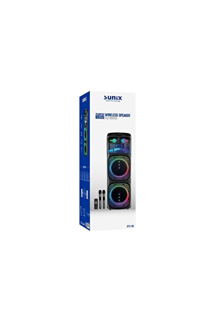 Sunix 80w Çift Mikrofonlu 12x2 Woofer Ledli Bluetooth Hoparlör Bts