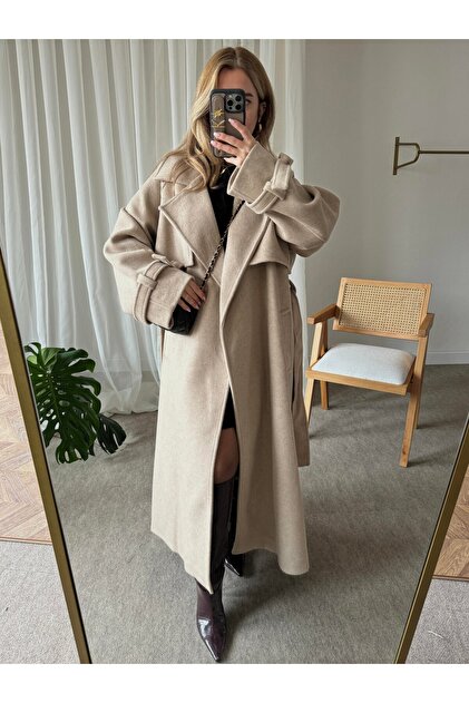 My Blog Beige Vorkuta Belted Coat- Trendyol