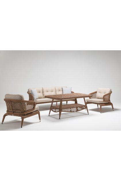 Zambak Rattan Bahçe Takımı - Brown & Galia Cream
