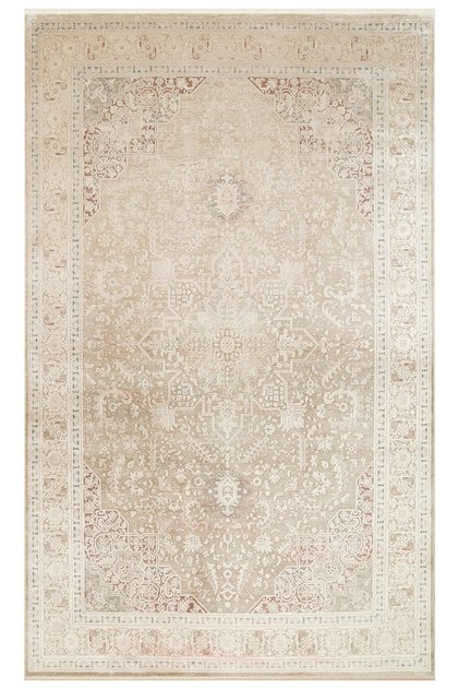 Andora 02 Beıge Yumuşak Dokulu Vintage Esintilere Sahip Over-dyed Sık Dokuma Bambu Salon Halısı