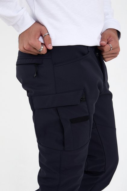Camp592 Outdoor Softshell Su Ve Rüzgara Dayanıklı Içi Polarlı Kışlık Erkek Lacivert Taktik Pantolon