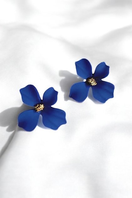 Women's Navy Blue Mini Flower Earrings