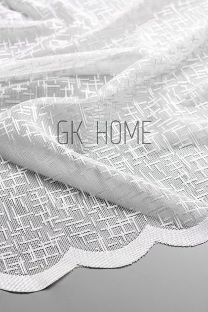Knitted Striped Gingham Pattern Tulle Curtain for Kids Room and Kitchen Curtain - Width X Size