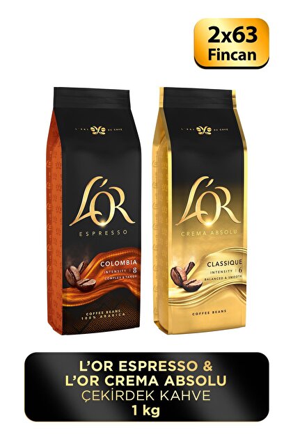 L'OR Espresso Colombıa Çekirdek Kahve 500gr X 2 - Fiyatı, Yorumları