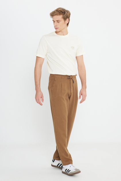Regular Fit Normal Kesim Normal Bel Düz Paça Camel Chino Pantolon