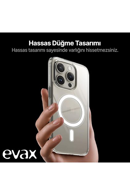 EVAX (MİKA MAGSAFE) iPhone 13 Pro Uyumlu Şeffaf Sert Mika SARARMAZ