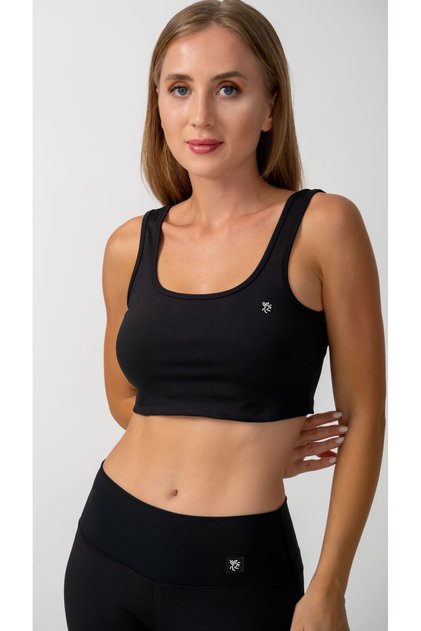 Kalın Askılı Crop Top Siyah