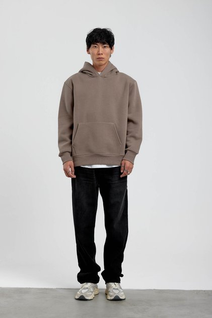 Men's Sweatshirt Mink Oversize Hooded 3 Thread Threaded Hooded