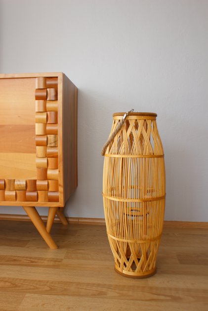 Bambu / rattan fener mumluk 61cm büyük boy