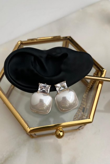 Square Jewelled Pearlescent Earrings