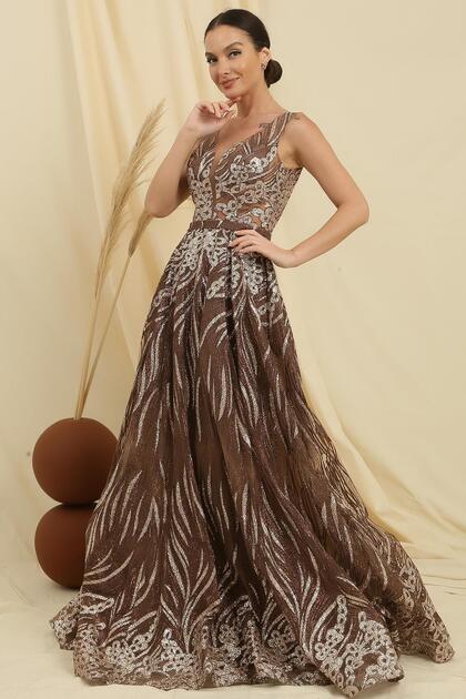 Glittery Ghost Tulle Princess Evening Dress Slim Fit