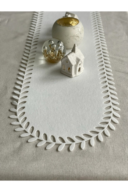 Runner American Service Tablecloth 40X110 cm Decorative Dining Table Felt White Color Leaf Model
