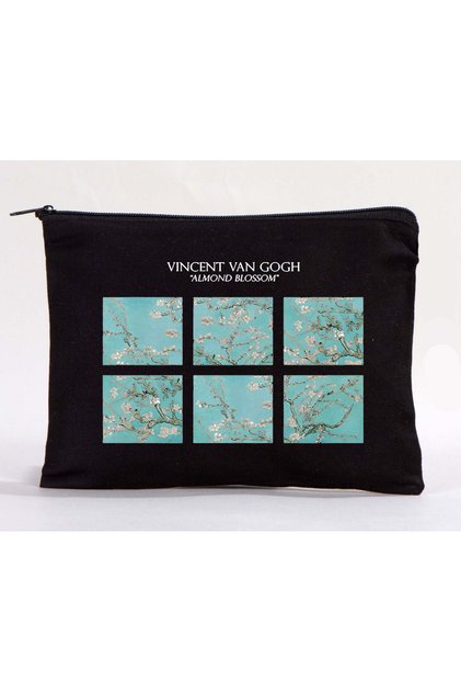 Van Gogh Almond Black Makeup Bag Pen Holder Box Raw Cloth Bag