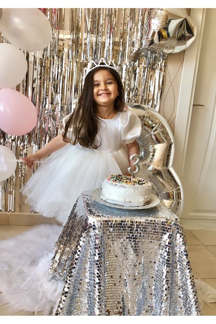 Children's White Queen Crown & Star Wand Birthday Set of 2