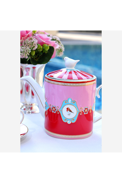 Pip Studio Love Birds Kırmızı Pembe Porselen Demlik 1300 Ml