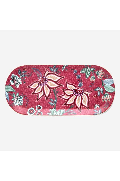 Flower Festival Red Porcelain Service Plate 33 Cm