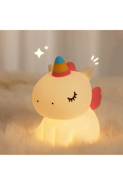 Yumuşak Silikon Unicorn Mini Gece Lambası Dekoratif Işık Derecesi Ayarlanabilir 9cm x 13cm A-007