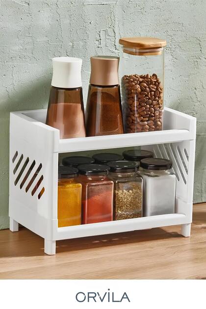 2-Tier White Desktop Organizer - Shelf Makeup and Perfumery Organizer