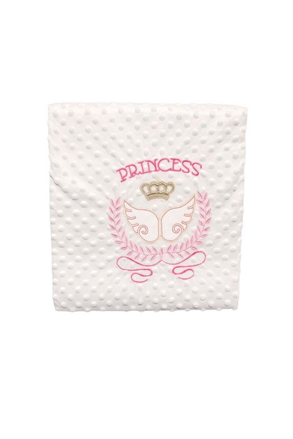 Princess Ecru Pink Embroidered Baby Girl Blanket - 80X90