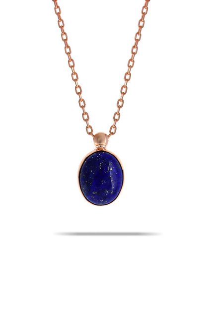 Lapis Lazuli Taşlı Rose Gümüş Kolye 7309